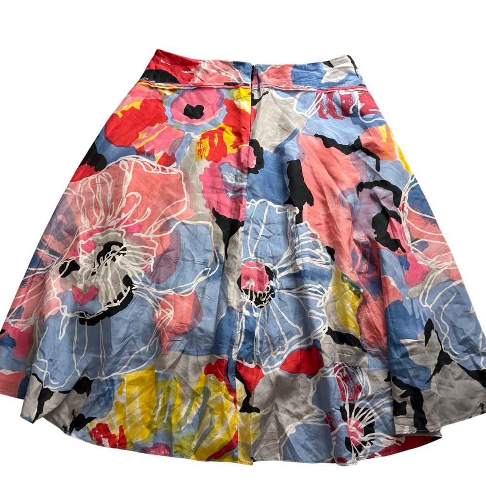 Armani Exchange Floral High Low Skirt Sz 4 Multi Color Painterly Botanical Silk